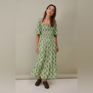 Faithfull The Brand Green Paisley Midi Dress